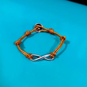 James Avery Retired Leather and Silver Infinity Bracelet